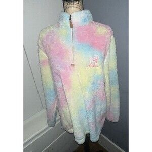 Puppie Love Large Jacket Soft Fleece 1/4 Zip Tie Dye Jacket